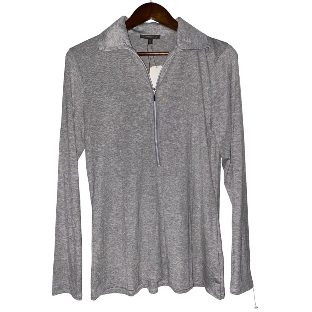 Capsule 121 Zeta Luxe 1/2 Zip‎ Gray Jacket Women L Sporty Activewear NEW